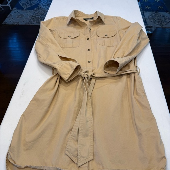Lauren Ralph Lauren Women's Shirt Dress Denim  Khaki Button Down Size M - Picture 10 of 10